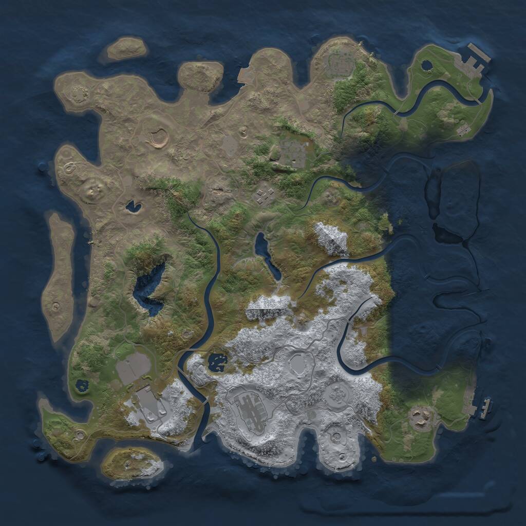 Rust Map: Procedural Map, Size: 4000, Seed: 2040602827, 14 Monuments