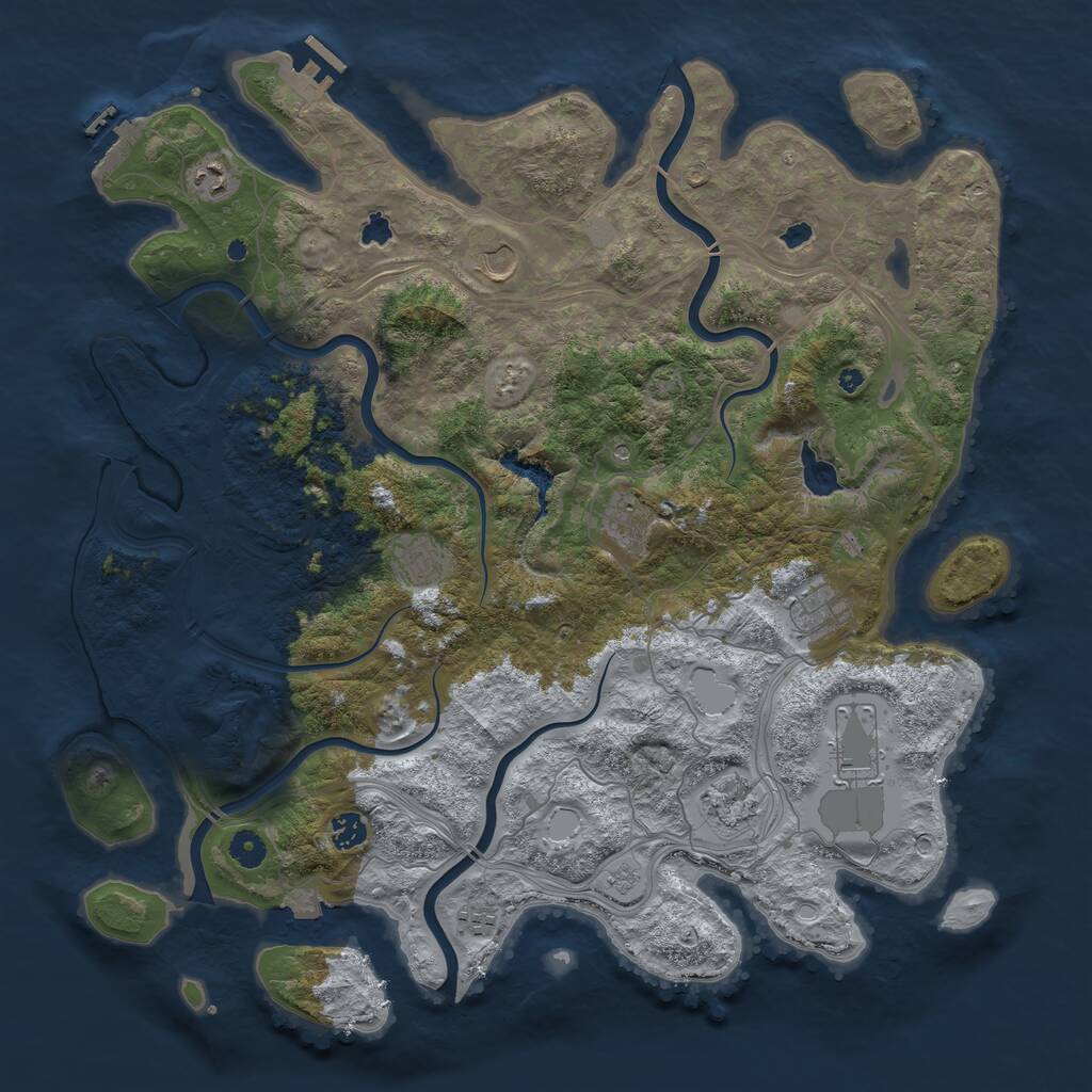 Rust Map: Procedural Map, Size: 4500, Seed: 1235647, 15 Monuments