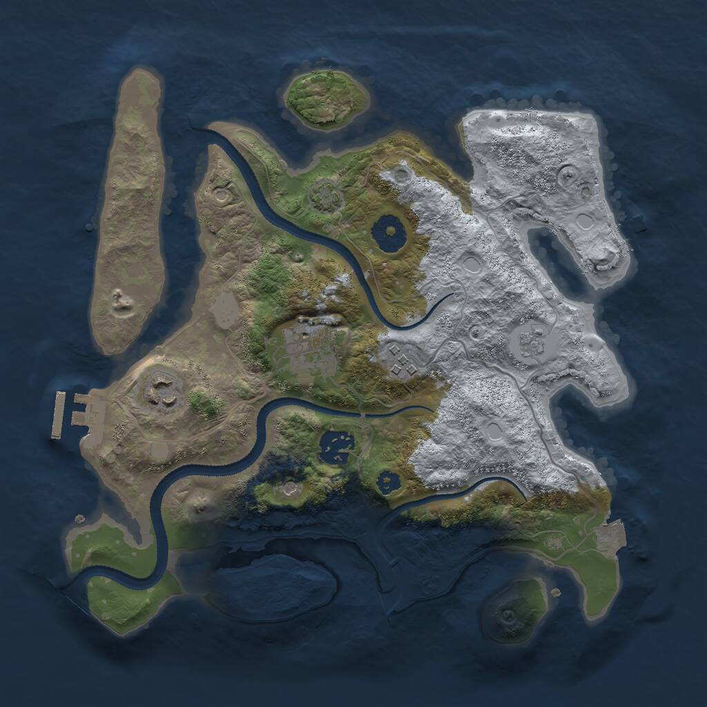Rust Map: Procedural Map, Size: 3000, Seed: 93465, 9 Monuments