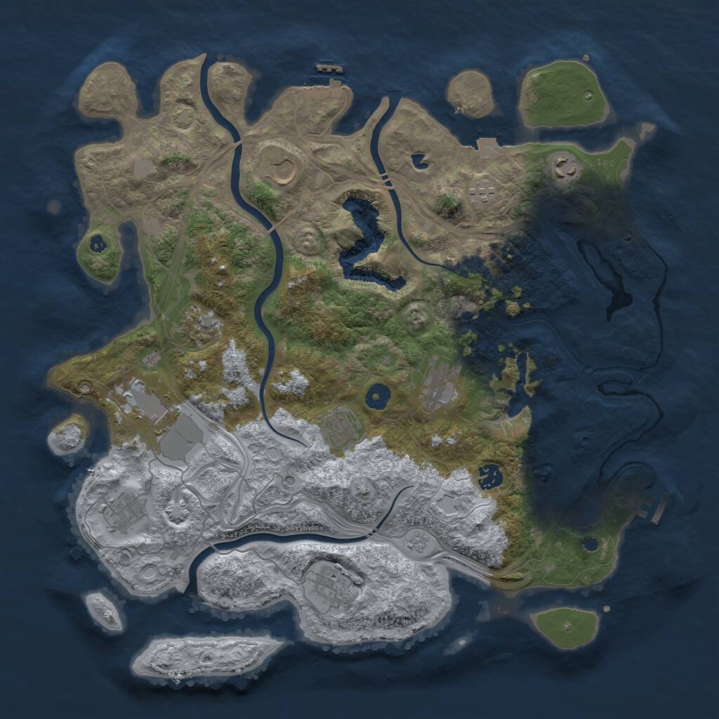 Rust Map: Procedural Map, Size: 4250, Seed: 2083555192, 16 Monuments