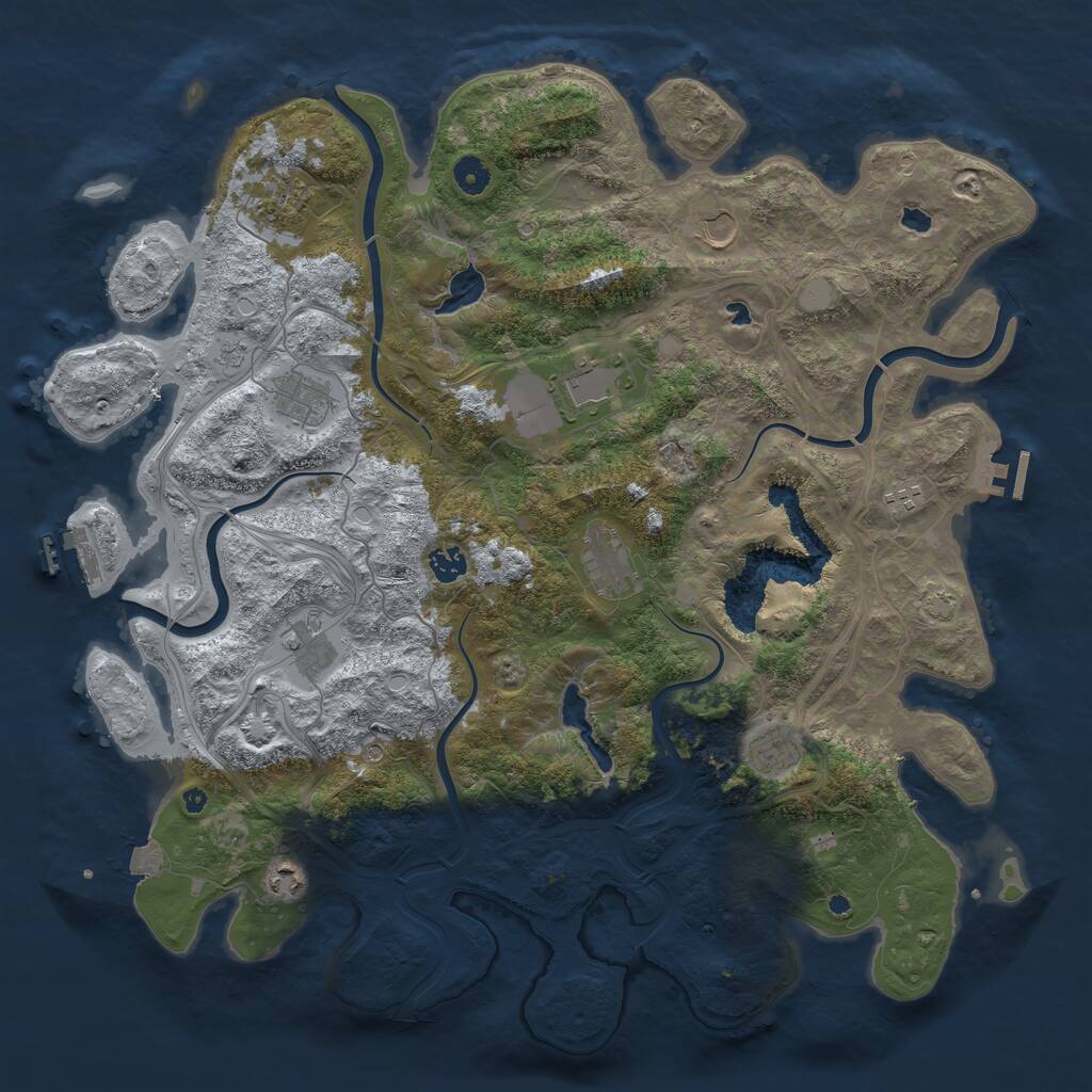 Rust Map: Procedural Map, Size: 4500, Seed: 1397109571, 16 Monuments