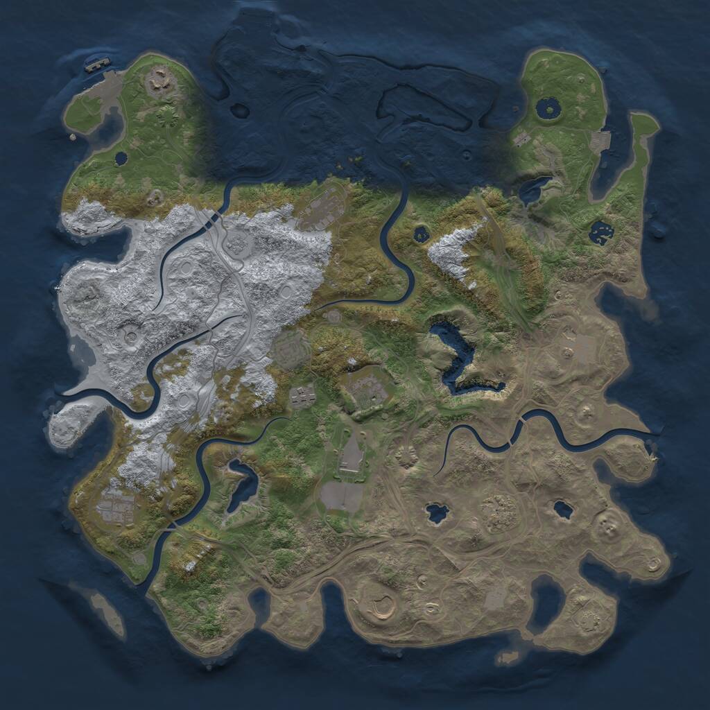 Rust Map: Procedural Map, Size: 4500, Seed: 113040537, 17 Monuments
