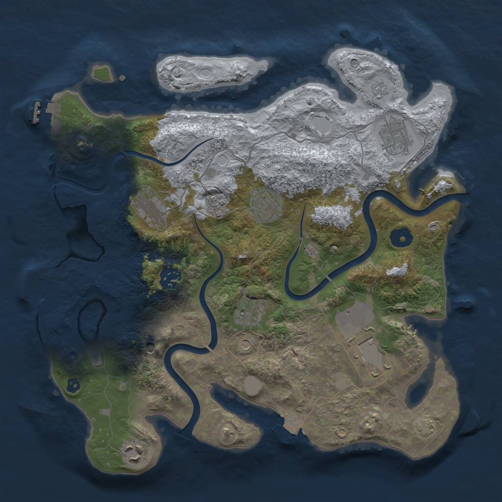 Rust Map: Procedural Map, Size: 3500, Seed: 1715017010, 14 Monuments