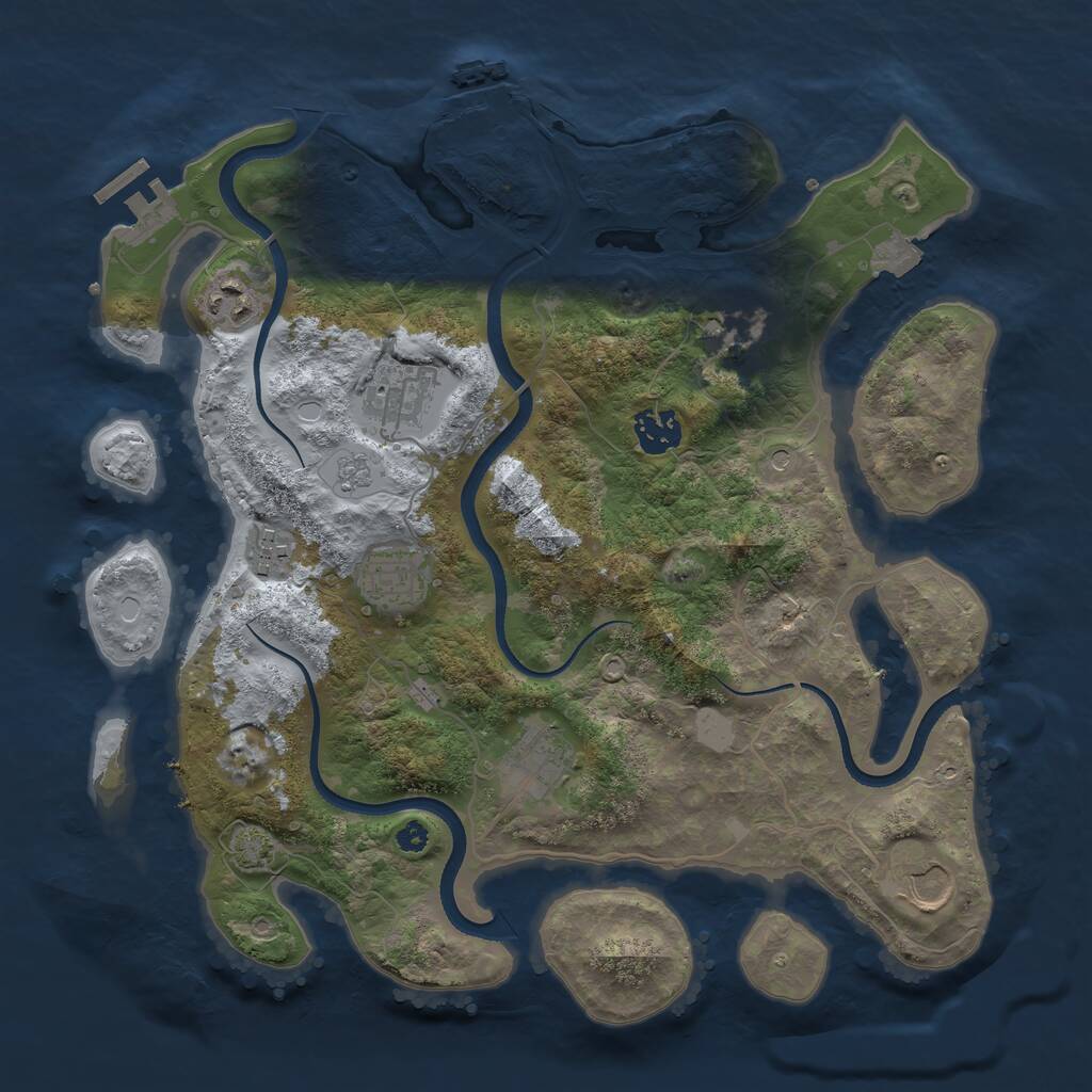 Rust Map: Procedural Map, Size: 3500, Seed: 351700956, 14 Monuments