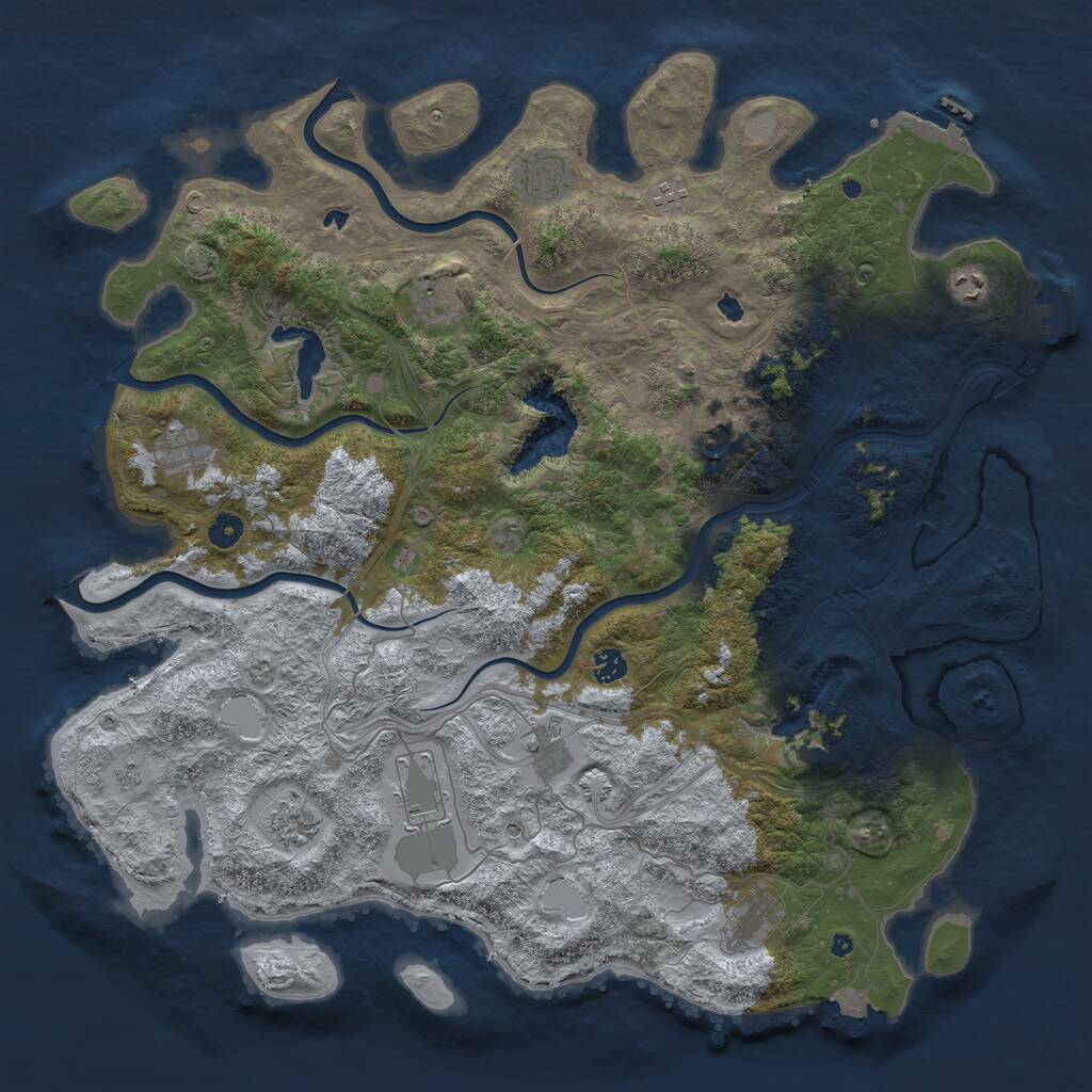 Rust Map: Procedural Map, Size: 4750, Seed: 7784234, 17 Monuments
