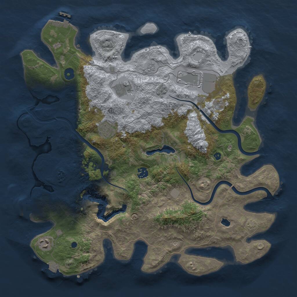 Rust Map: Procedural Map, Size: 4000, Seed: 249267072, 12 Monuments