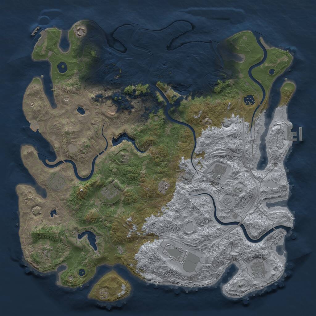 Rust Map: Procedural Map, Size: 4500, Seed: 536826290, 16 Monuments
