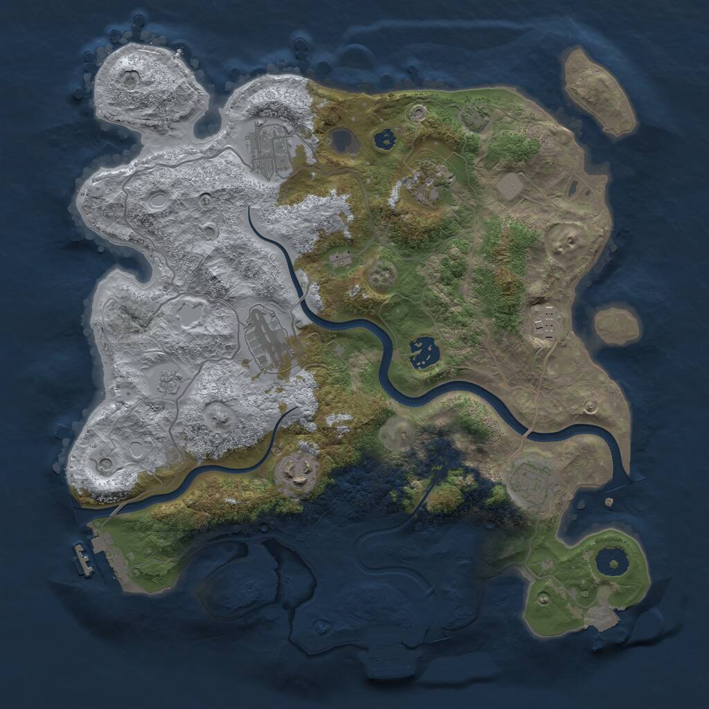 Rust Map: Procedural Map, Size: 3400, Seed: 3455643, 13 Monuments