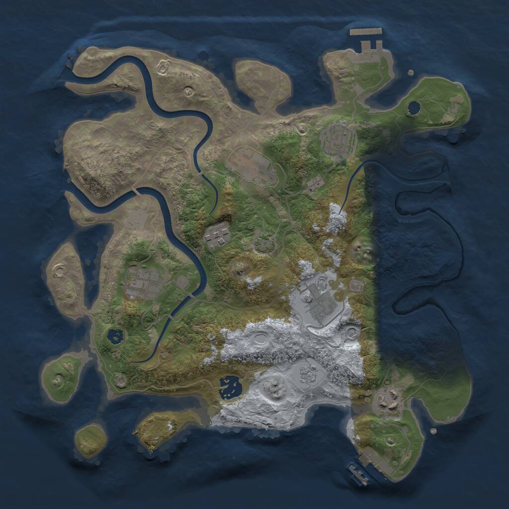 Rust Map: Procedural Map, Size: 3200, Seed: 1107887213, 13 Monuments