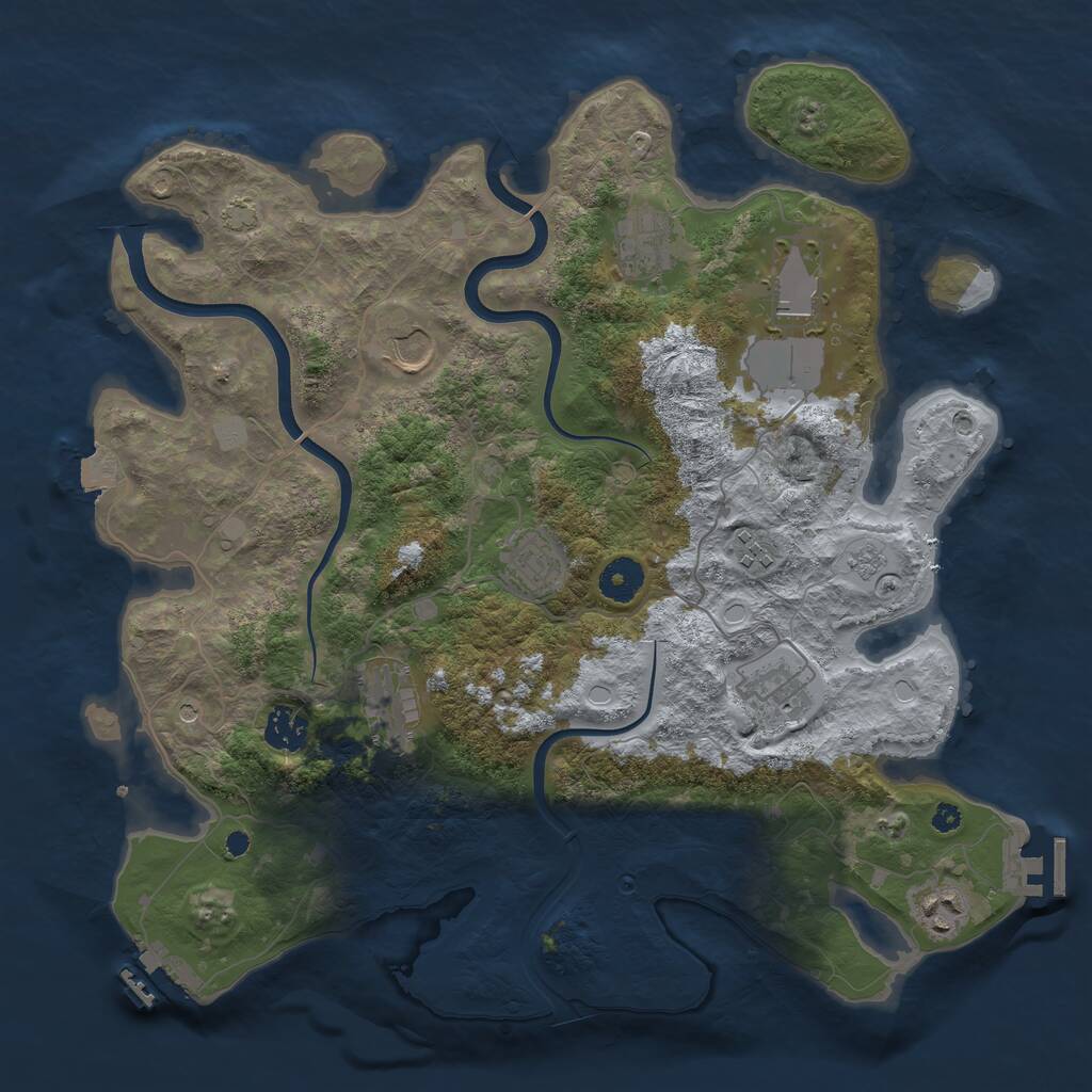 Rust Map: Procedural Map, Size: 3750, Seed: 749327300, 15 Monuments