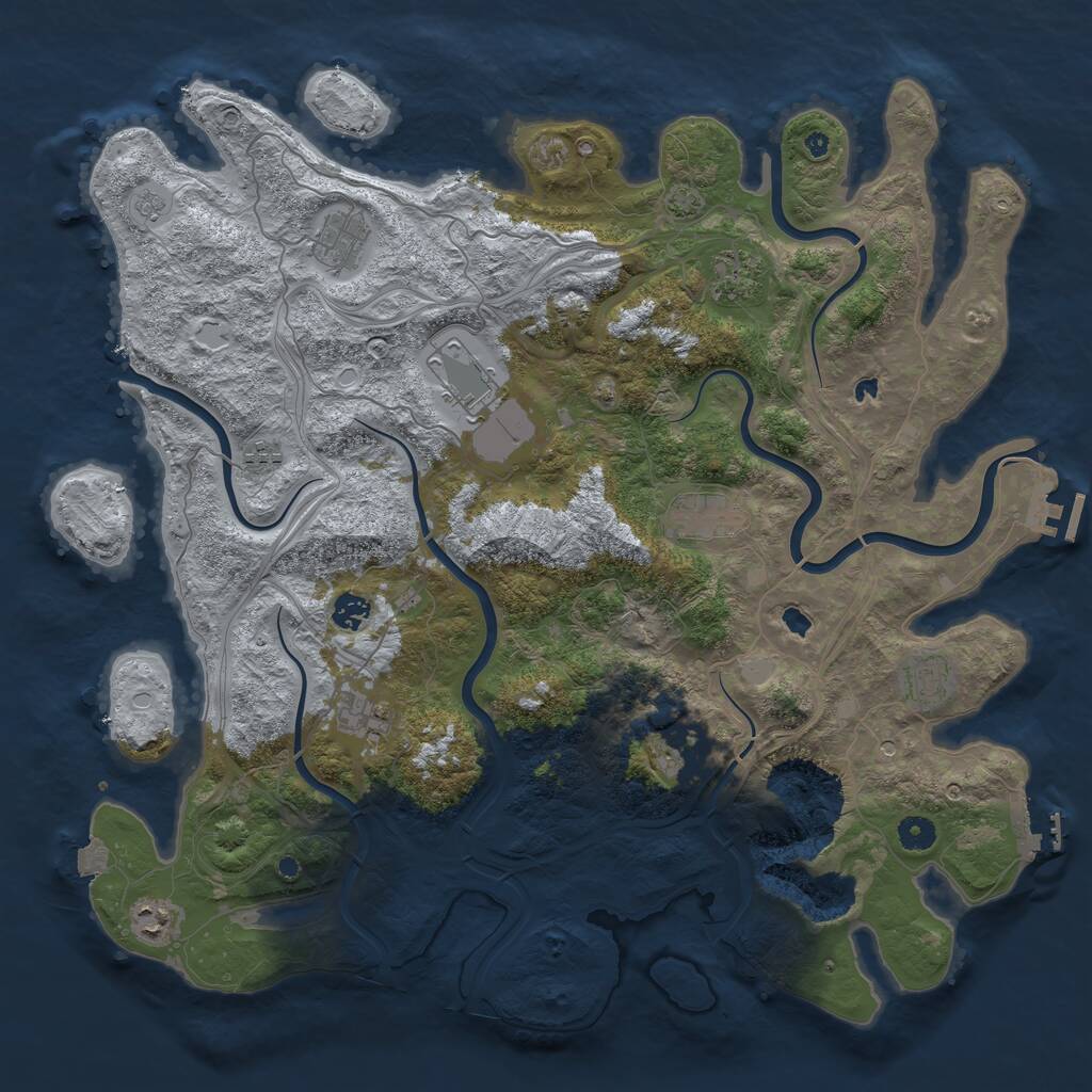 Rust Map: Procedural Map, Size: 4500, Seed: 1862031136, 16 Monuments