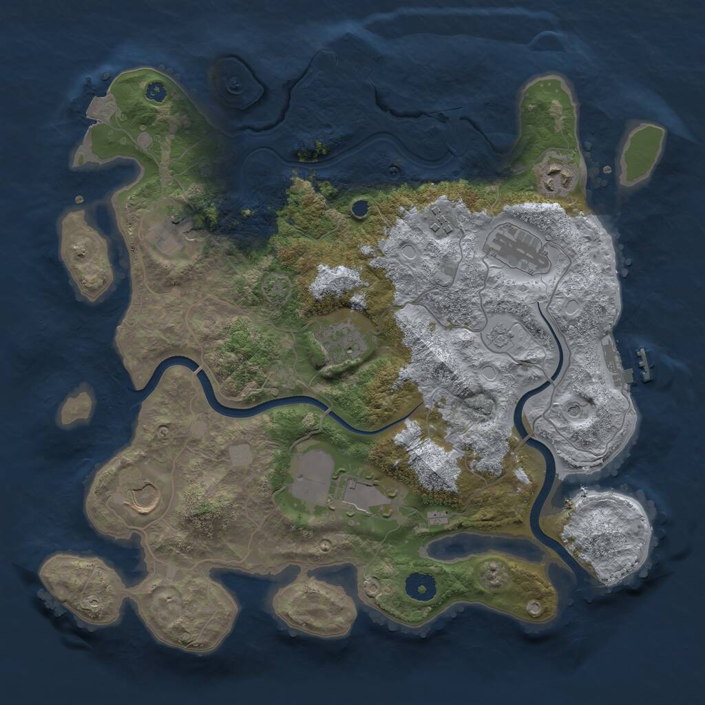 Rust Map: Procedural Map, Size: 3500, Seed: 1465, 13 Monuments