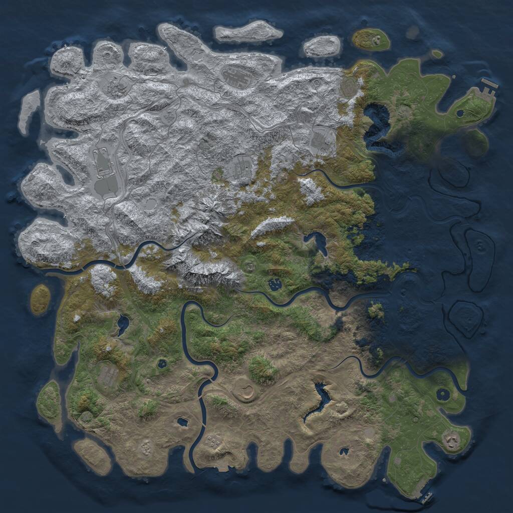 Rust Map: Procedural Map, Size: 5850, Seed: 274199206, 17 Monuments