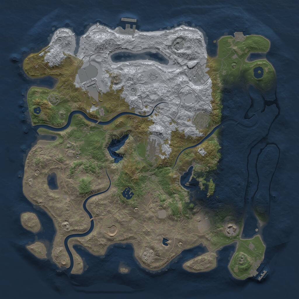 Rust Map: Procedural Map, Size: 4000, Seed: 669684332, 16 Monuments