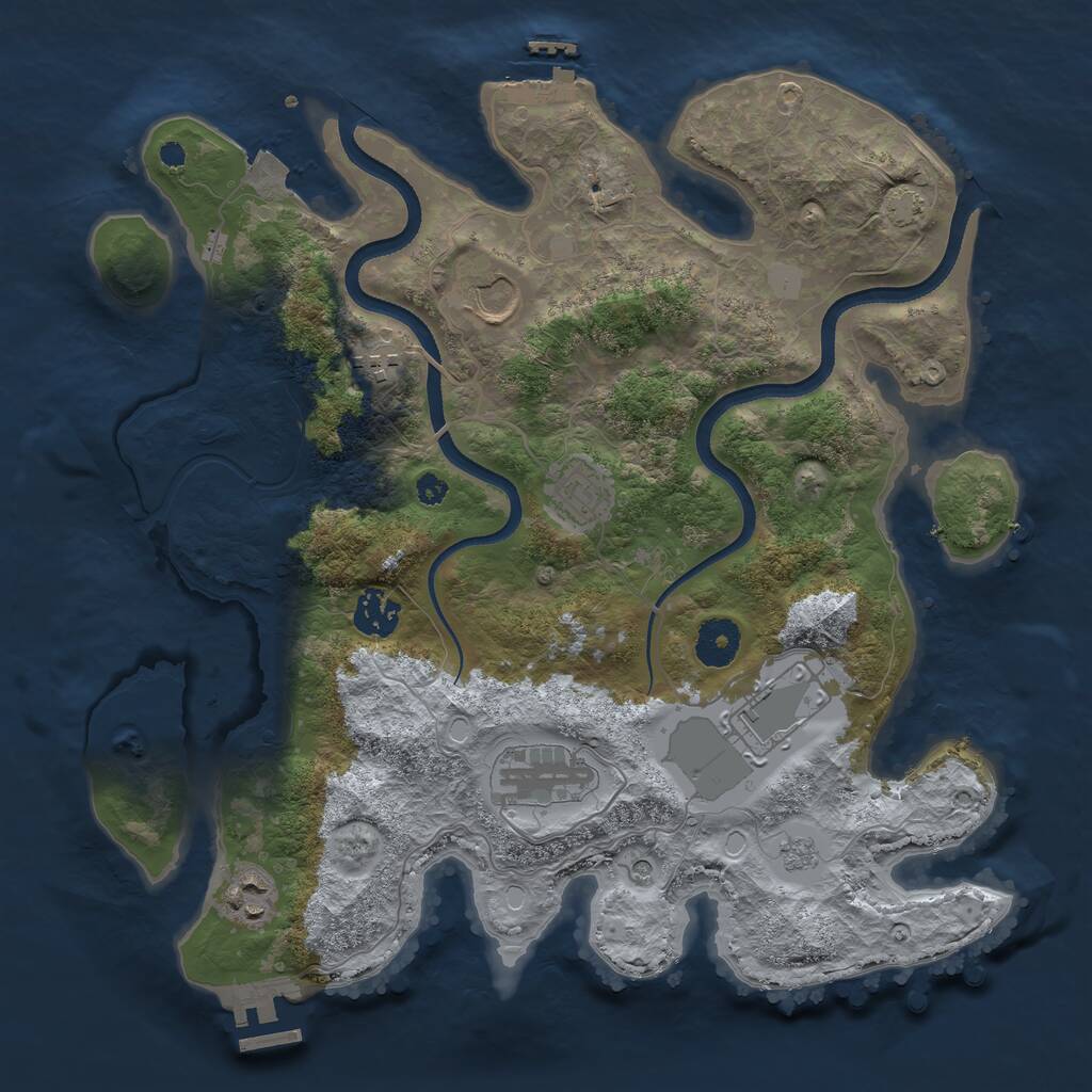 Rust Map: Procedural Map, Size: 3500, Seed: 2147217301, 13 Monuments