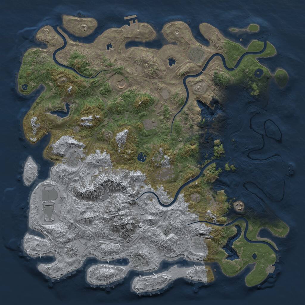 Rust Map: Procedural Map, Size: 5000, Seed: 2106161513, 17 Monuments