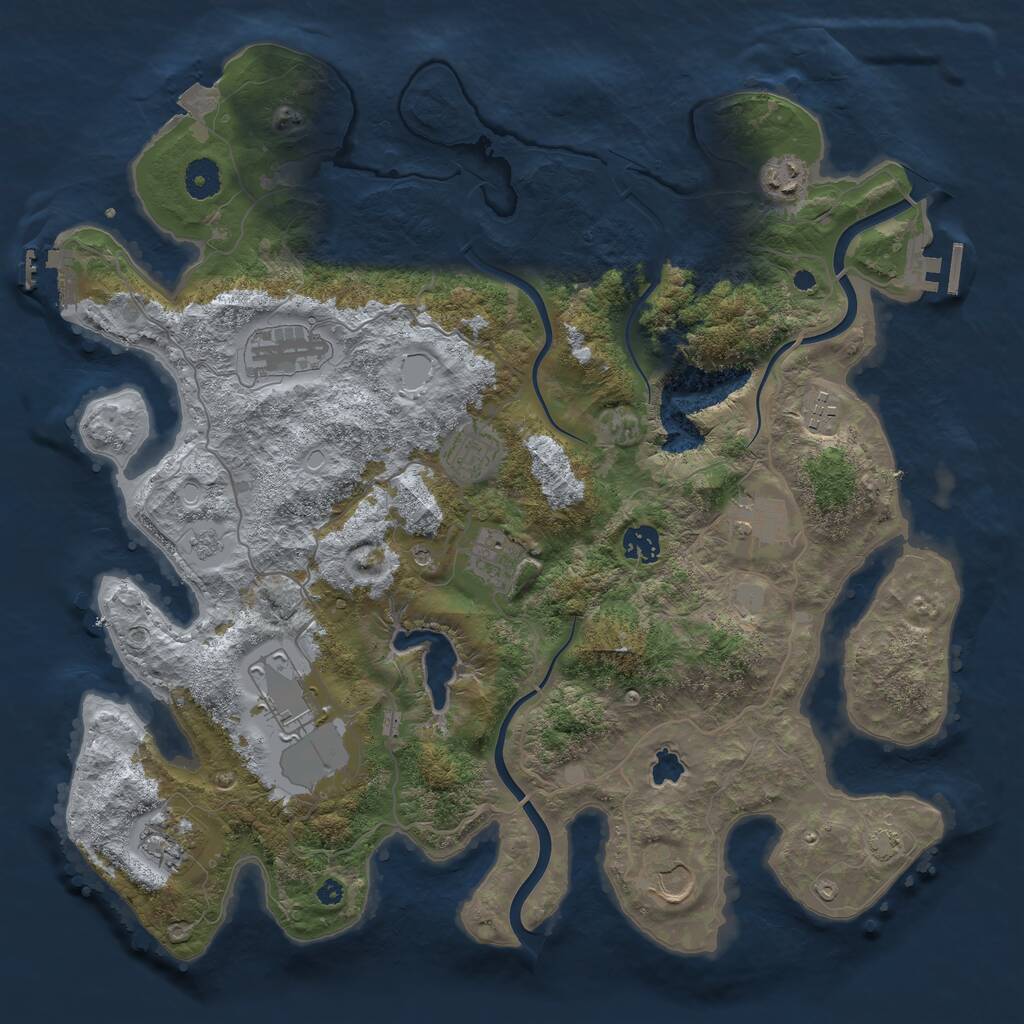 Rust Map: Procedural Map, Size: 4000, Seed: 758946321, 16 Monuments