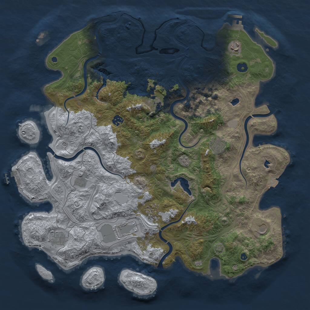 Rust Map: Procedural Map, Size: 4500, Seed: 988447375, 16 Monuments