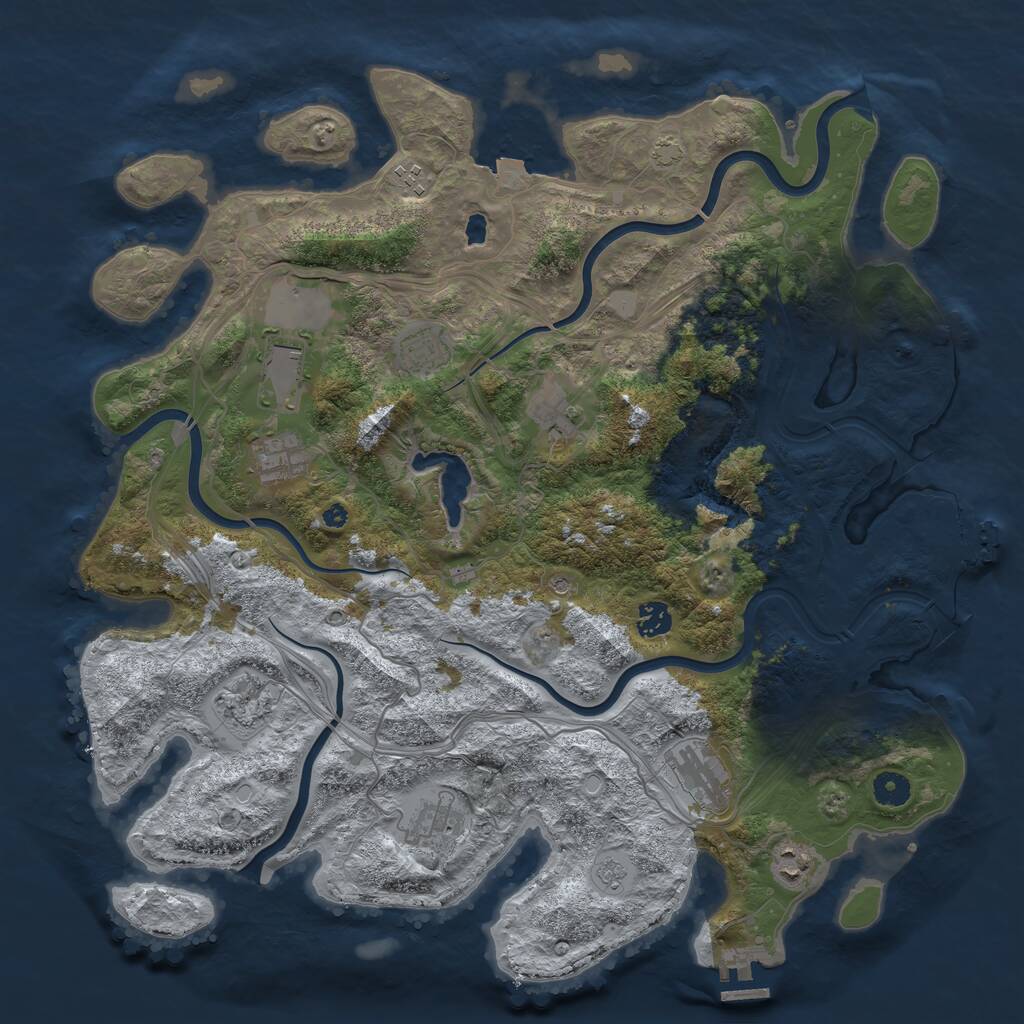 Rust Map: Procedural Map, Size: 4250, Seed: 231604889, 16 Monuments