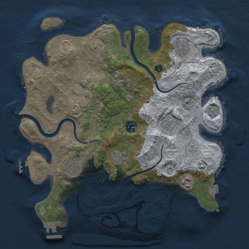 Rust Map: Procedural Map, Size: 3250, Seed: 782565587, 14 Monuments