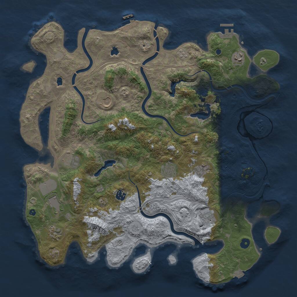 Rust Map: Procedural Map, Size: 4500, Seed: 1043170893, 16 Monuments