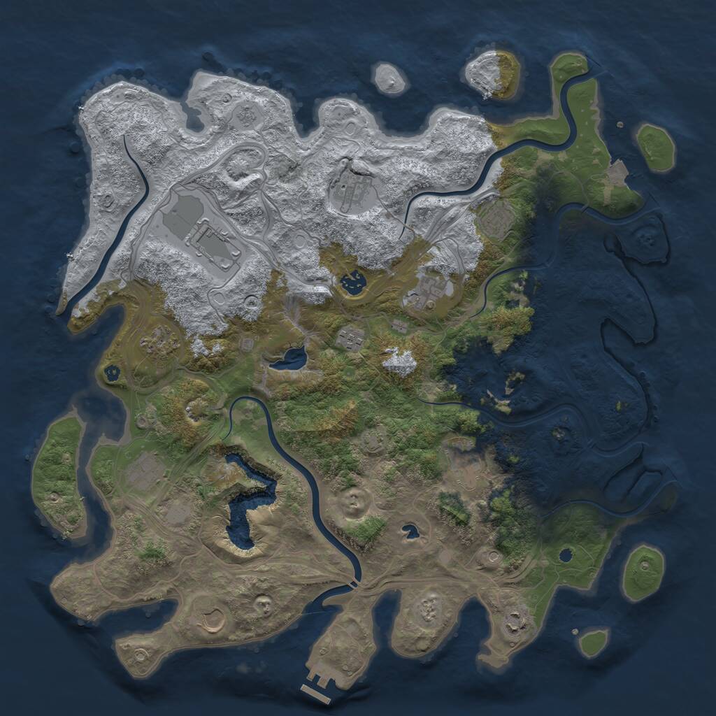 Rust Map: Procedural Map, Size: 4500, Seed: 1670317546, 16 Monuments