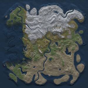 Thumbnail Rust Map: Procedural Map, Size: 5000, Seed: 1410585565, 16 Monuments