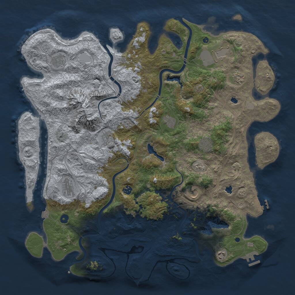Rust Map: Procedural Map, Size: 5000, Seed: 352151, 17 Monuments