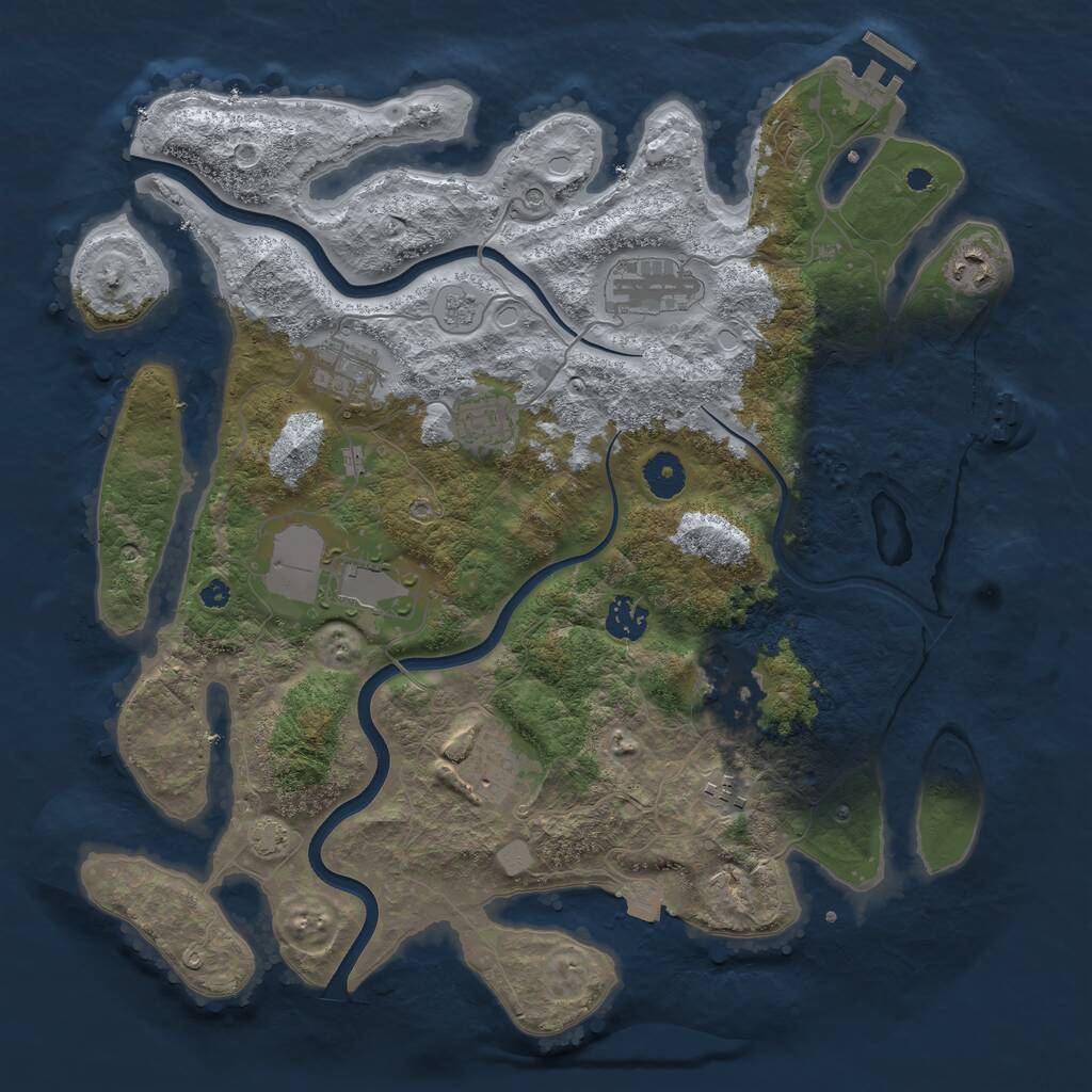 Rust Map: Procedural Map, Size: 3800, Seed: 956406524, 15 Monuments