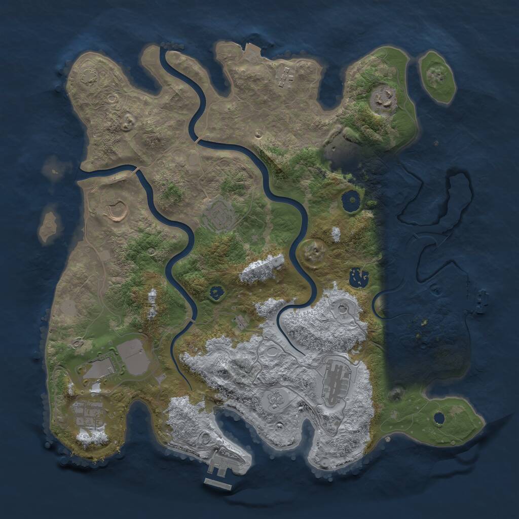 Rust Map: Procedural Map, Size: 3800, Seed: 15166101, 15 Monuments