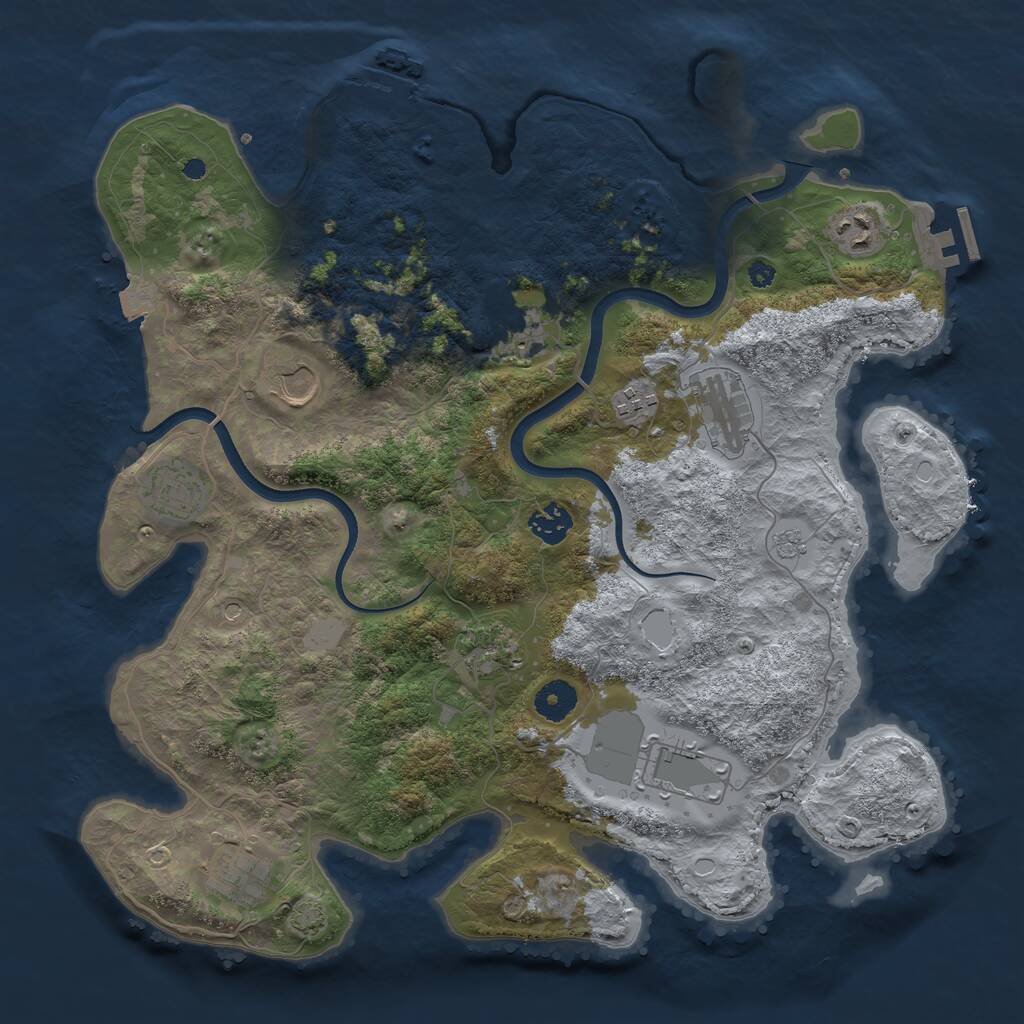 Rust Map: Procedural Map, Size: 3800, Seed: 1048960017, 16 Monuments