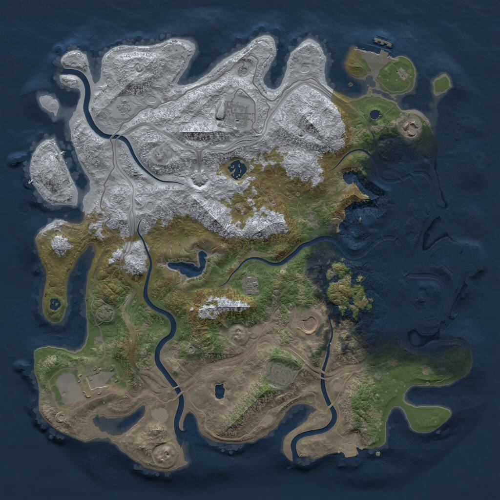 Rust Map: Procedural Map, Size: 4250, Seed: 1856184962, 13 Monuments
