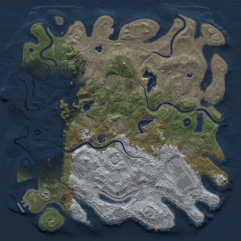 Rust Map: Procedural Map, Size: 4500, Seed: 1895742278, 16 Monuments