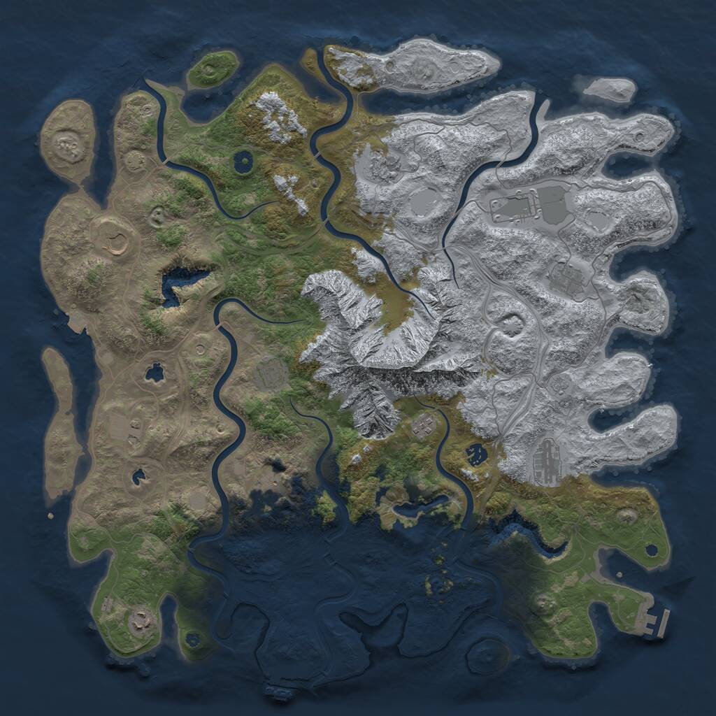 Rust Map: Procedural Map, Size: 5000, Seed: 1400981256, 17 Monuments