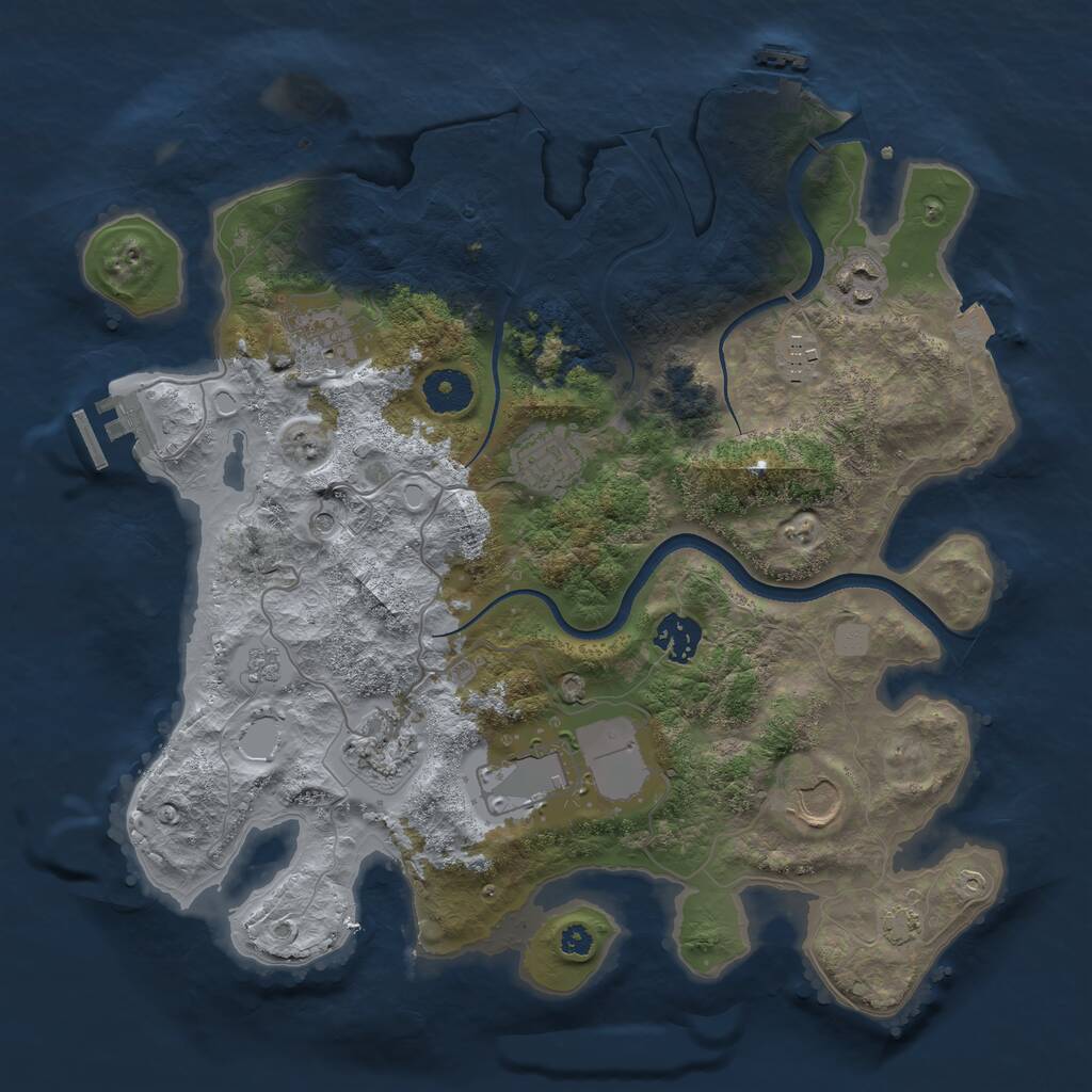 Rust Map: Procedural Map, Size: 3500, Seed: 180947223, 14 Monuments