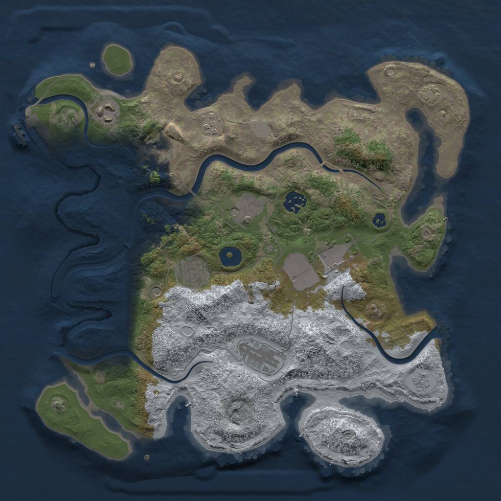 Rust Map: Procedural Map, Size: 3500, Seed: 57382754, 13 Monuments