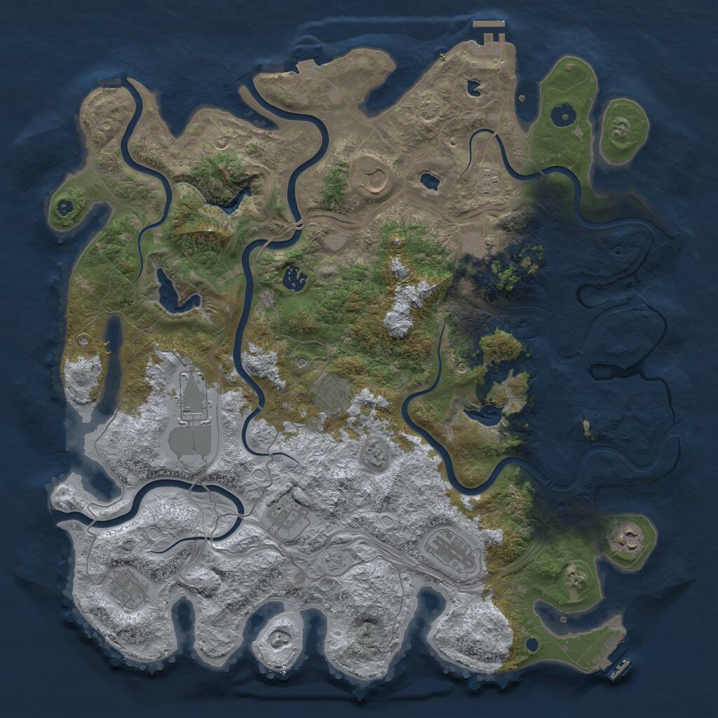 Rust Map: Procedural Map, Size: 4500, Seed: 654684165, 16 Monuments