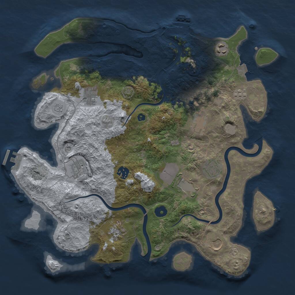 Rust Map: Procedural Map, Size: 3750, Seed: 272547397, 16 Monuments