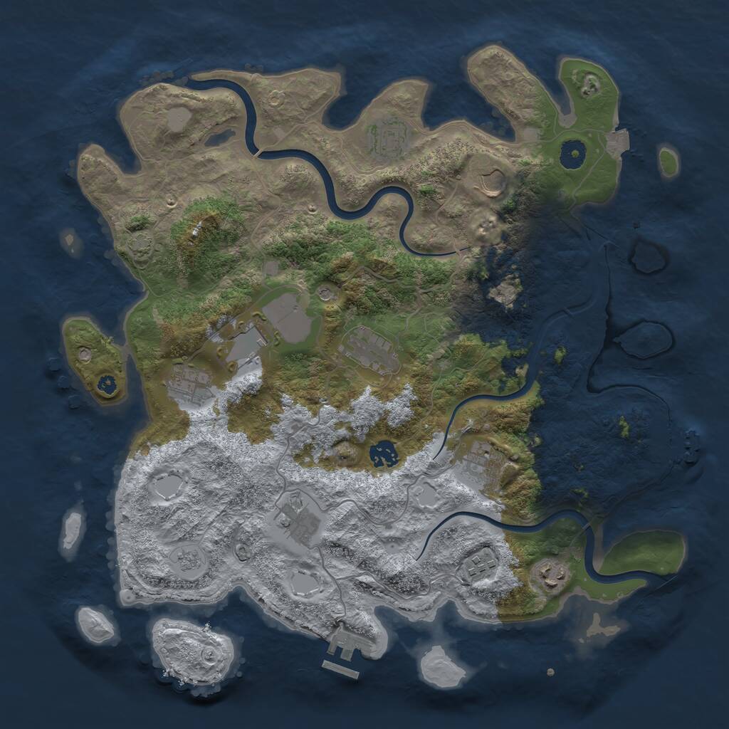 Rust Map: Procedural Map, Size: 3900, Seed: 39697959, 16 Monuments