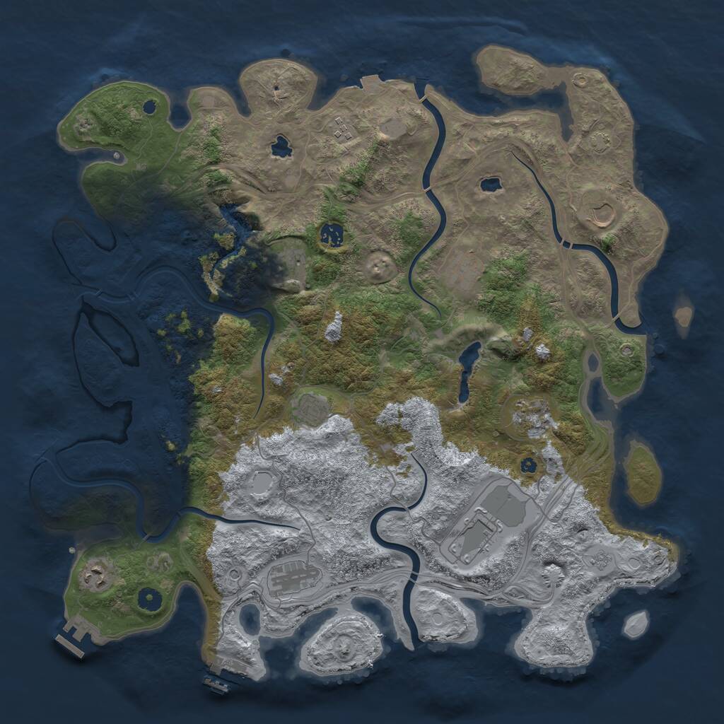 Rust Map: Procedural Map, Size: 4500, Seed: 47727, 16 Monuments