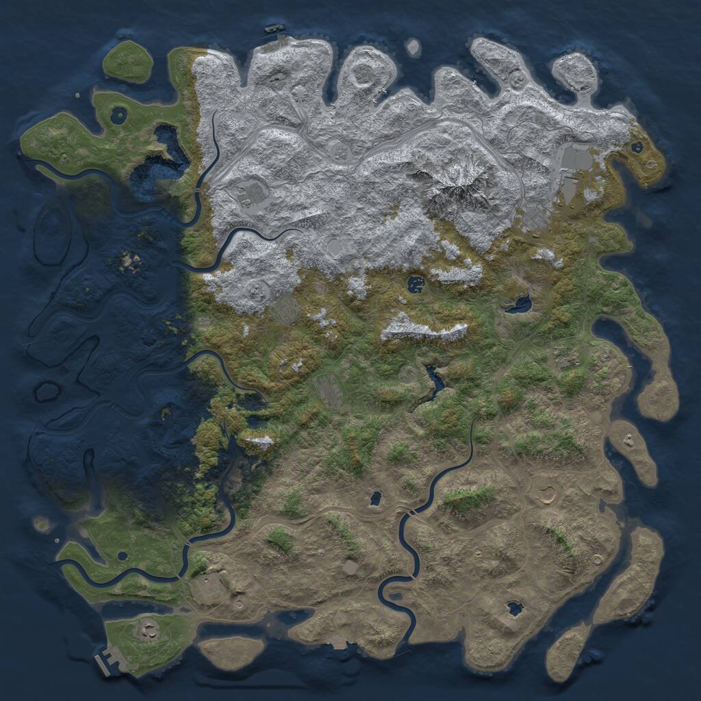 Rust Map: Procedural Map, Size: 6000, Seed: 538791672, 17 Monuments