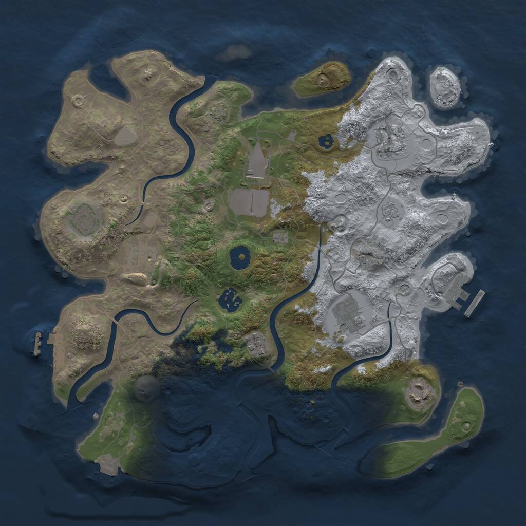 Rust Map: Procedural Map, Size: 3500, Seed: 1305424271, 14 Monuments