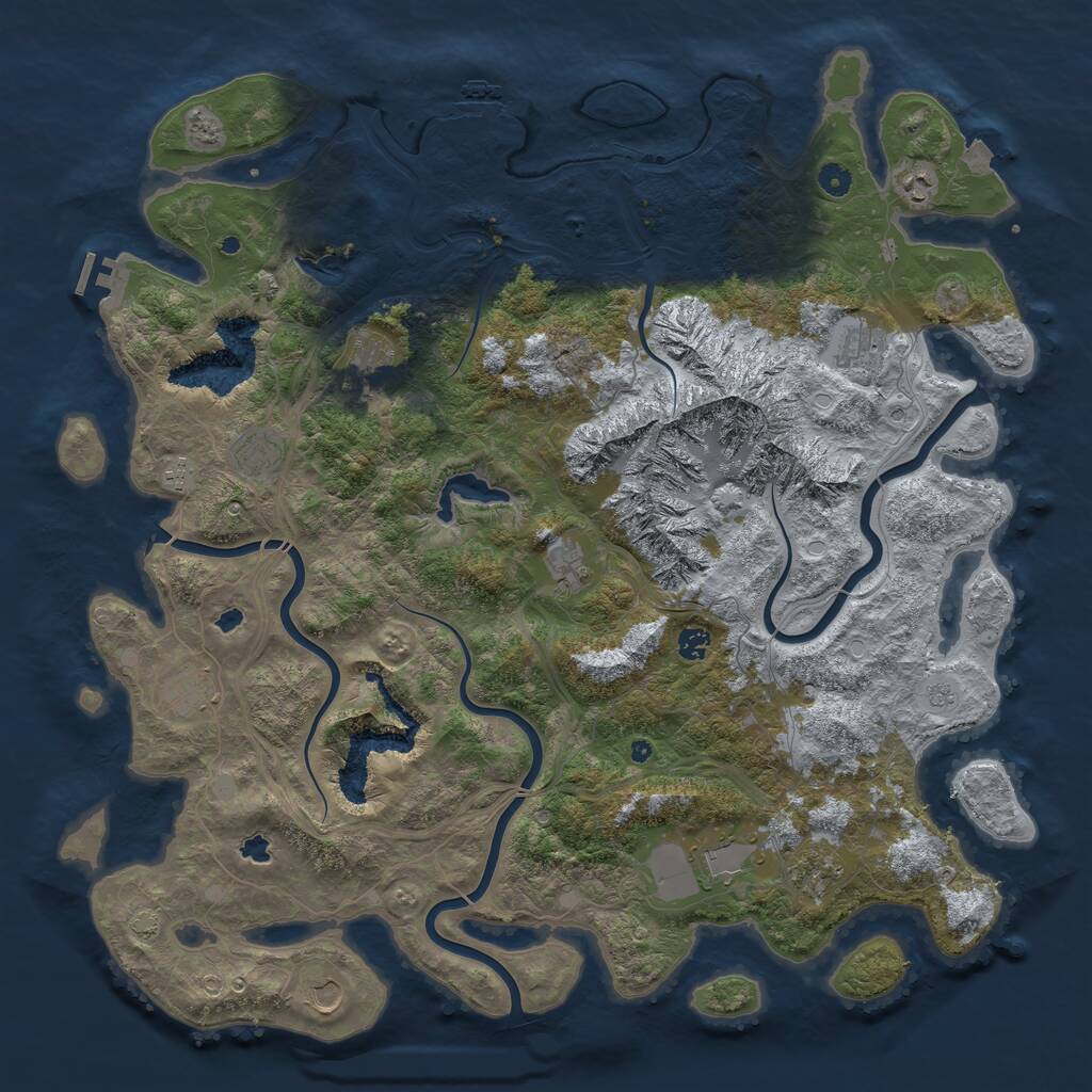Rust Map: Procedural Map, Size: 5000, Seed: 939959346, 17 Monuments