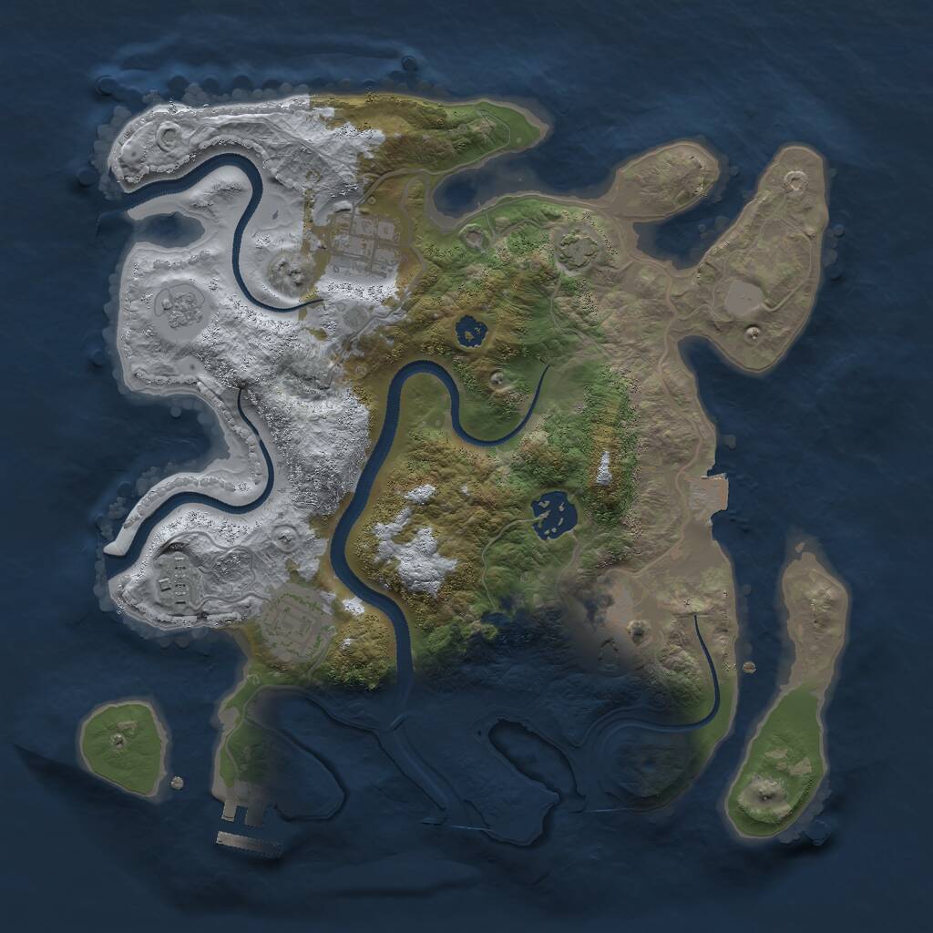 Rust Map: Procedural Map, Size: 3000, Seed: 3298, 9 Monuments