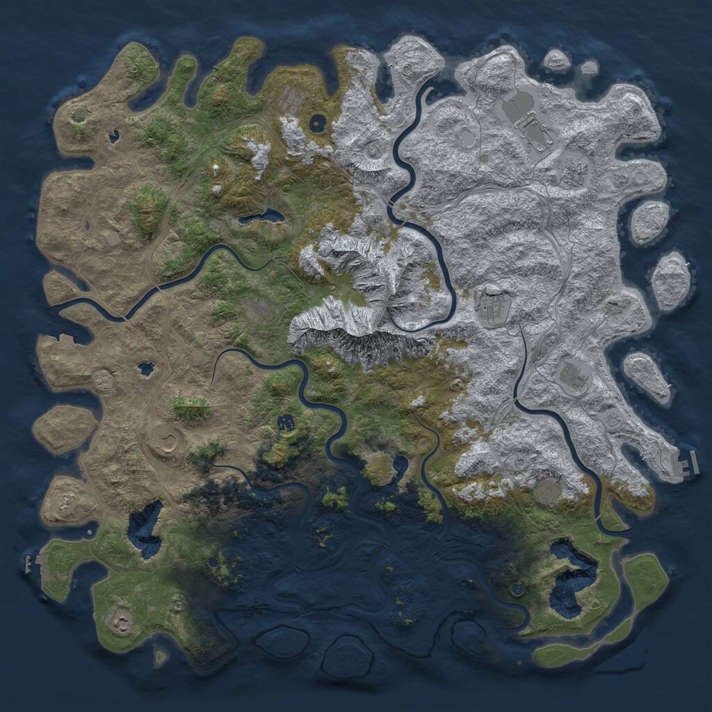 Rust Map: Procedural Map, Size: 6000, Seed: 1426273665, 17 Monuments