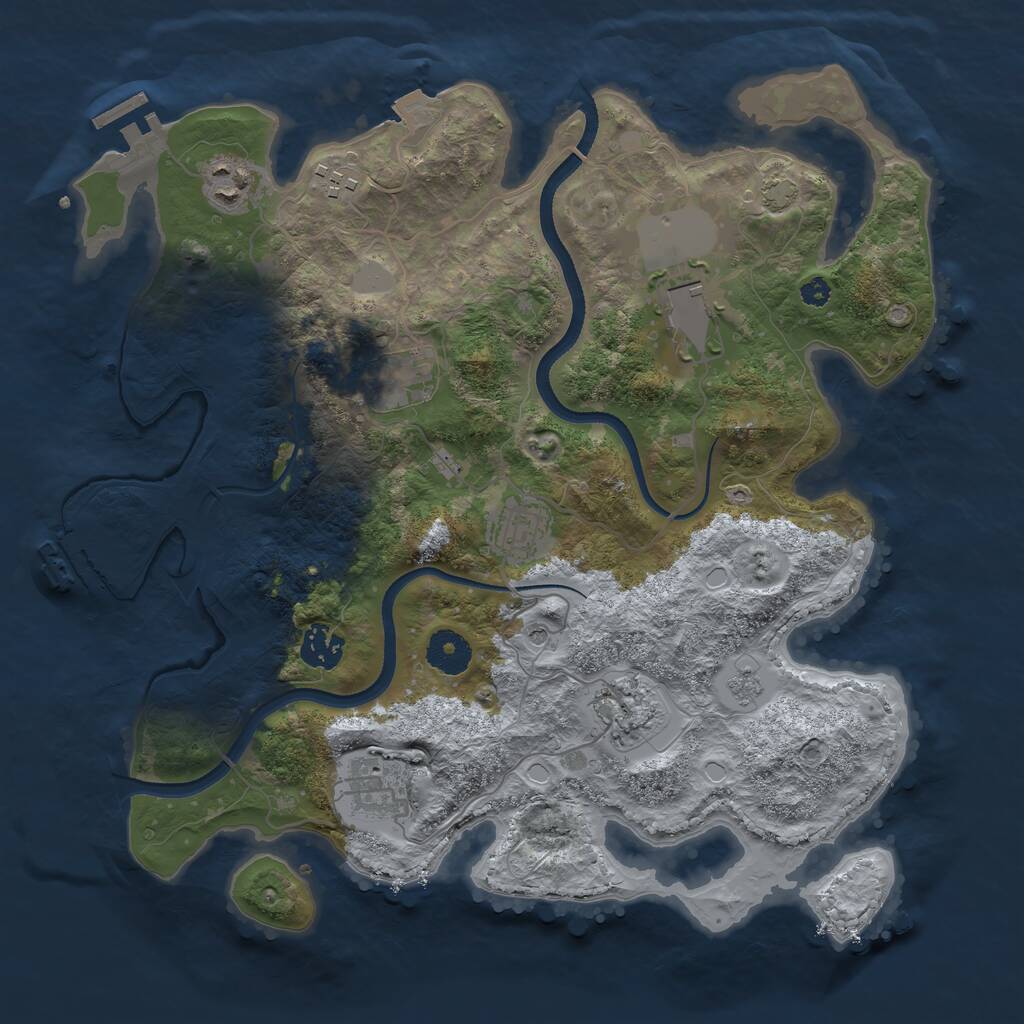 Rust Map: Procedural Map, Size: 3500, Seed: 58983823, 14 Monuments
