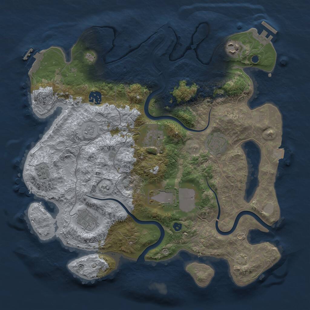 Rust Map: Procedural Map, Size: 3500, Seed: 987183478, 13 Monuments