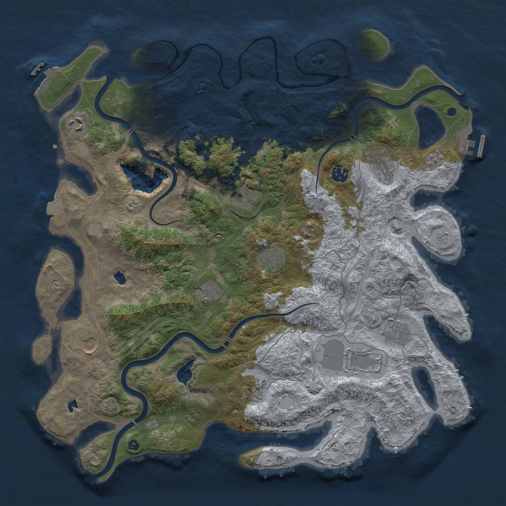 Rust Map: Procedural Map, Size: 4500, Seed: 1324237411, 17 Monuments