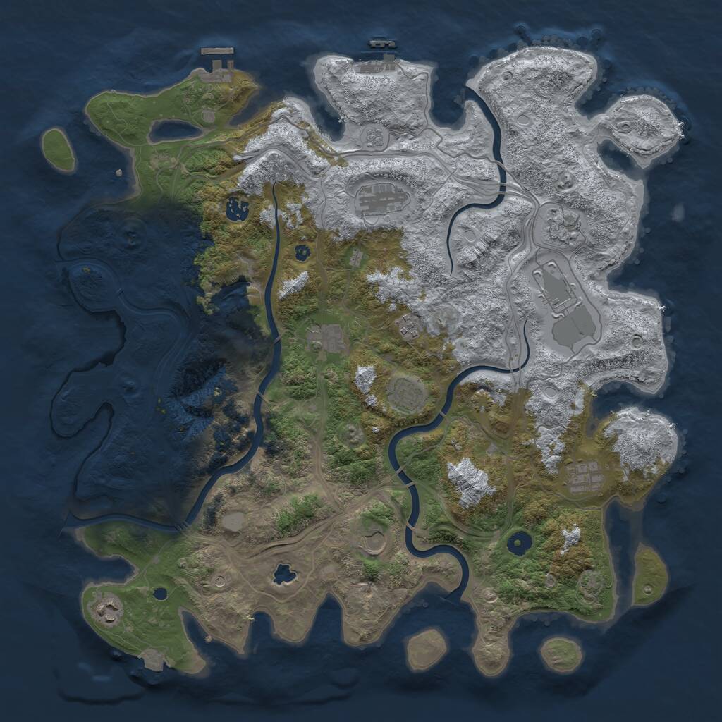 Rust Map: Procedural Map, Size: 4500, Seed: 1911754487, 16 Monuments