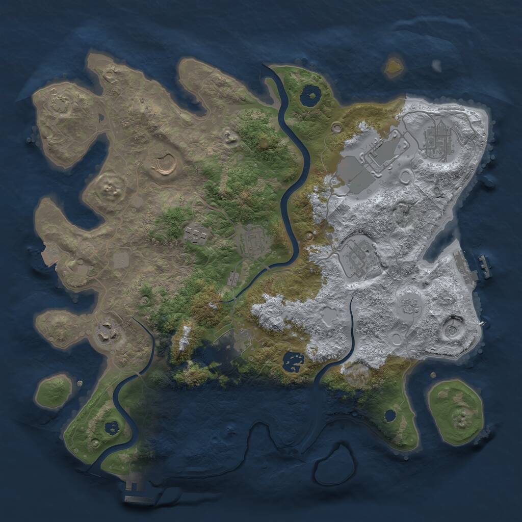 Rust Map: Procedural Map, Size: 3650, Seed: 18572161, 15 Monuments